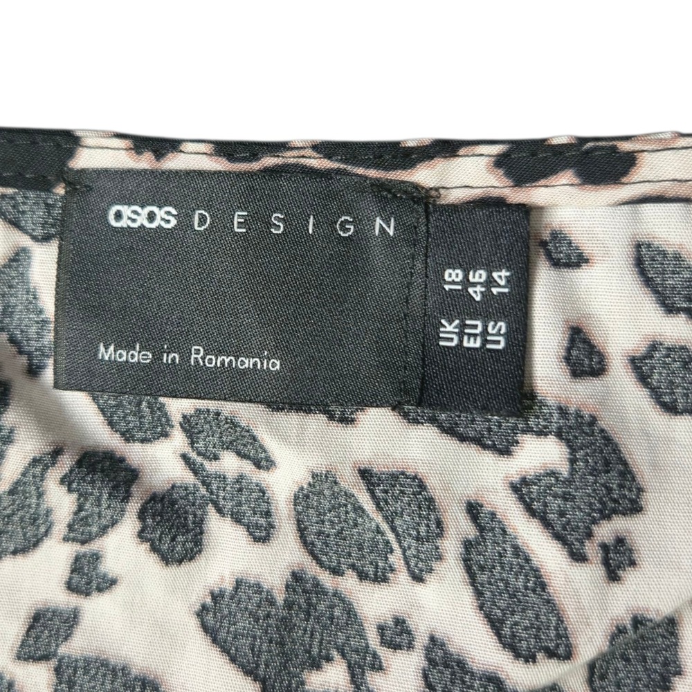 ASOS Leopard Animal Print Blouse Women's 14 Cotton Button Down Statement Top - Picture 7 of 8